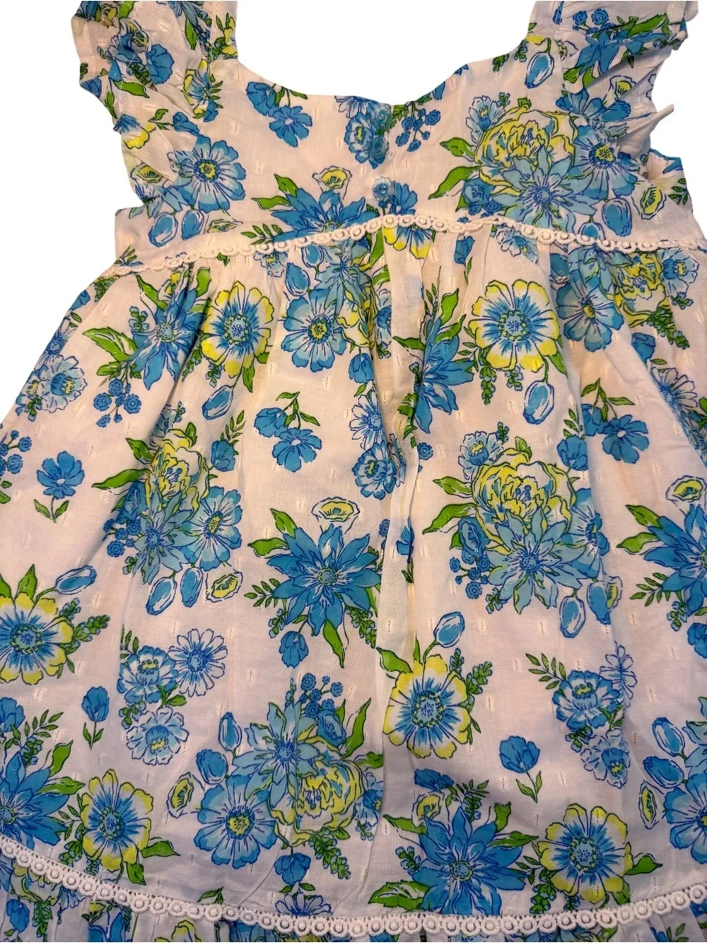 Happily Grey. Girls Blue & Green Floral Ruffle dress. Size 2T. Summer.